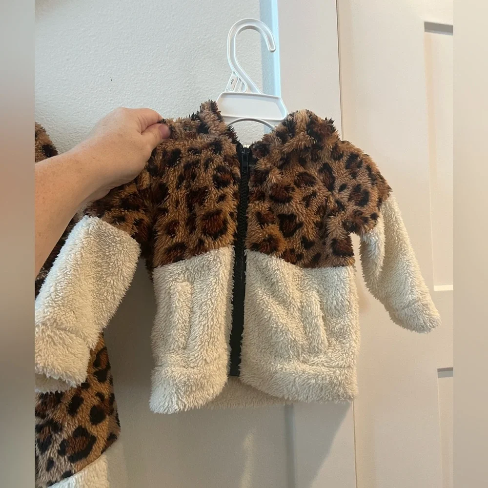 Mom & Me Leopard Print and Cream Fleece Jacket Set
